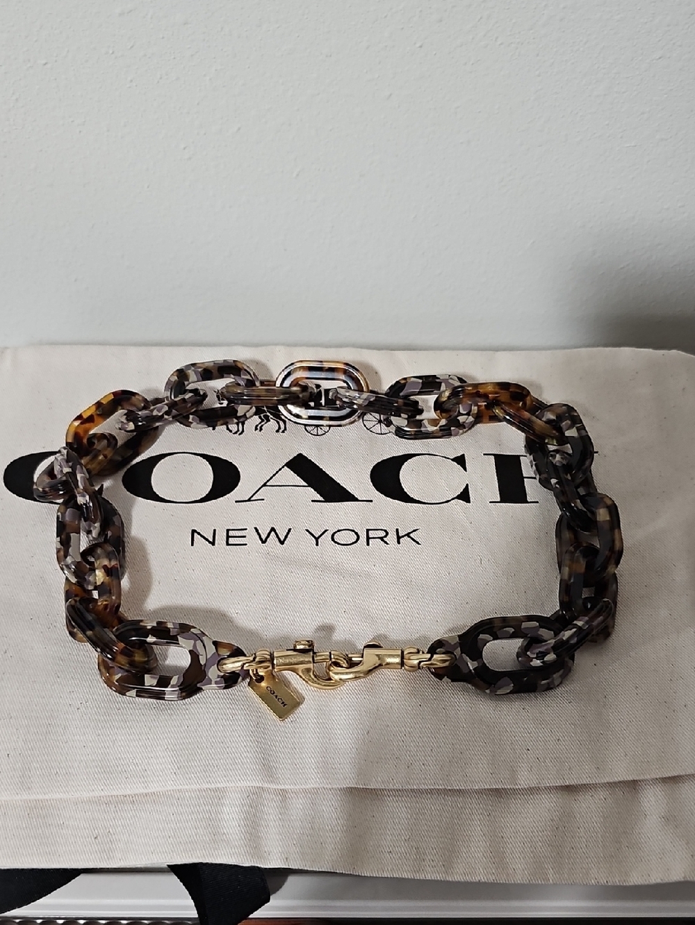 SALE Coach Resin Tortoiseshell-Link Strap with Gold Hardware